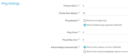 Ping Settings Ping Settings