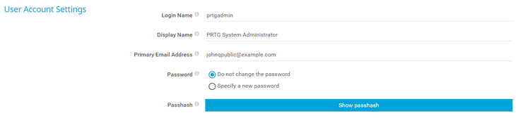 User Account Settings User Account Settings