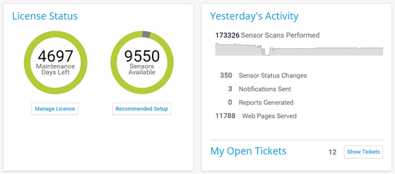 License Status Section and Yesterday's Activity Section on the Welcome Page License Status Section and Yesterday's Activity Section on the Welcome Page